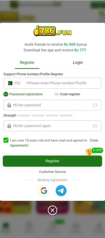 786Fun Game Registration Process