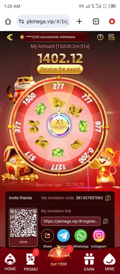 PKMega Game free spins